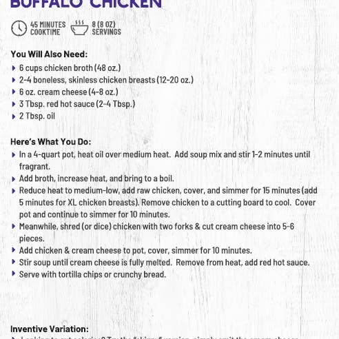 North Country Cabin Buffalo Chicken Soup Mix