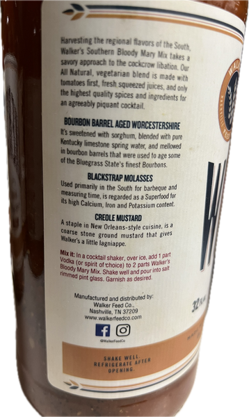 Walker’s All Natural Southern Bloody Mary Mix (Spicy)