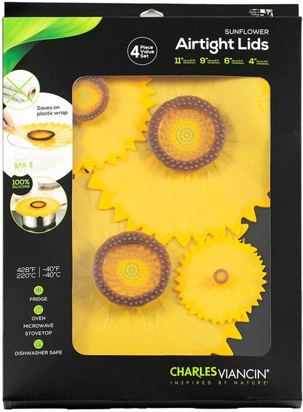 Sunflower Silicone Lid Set