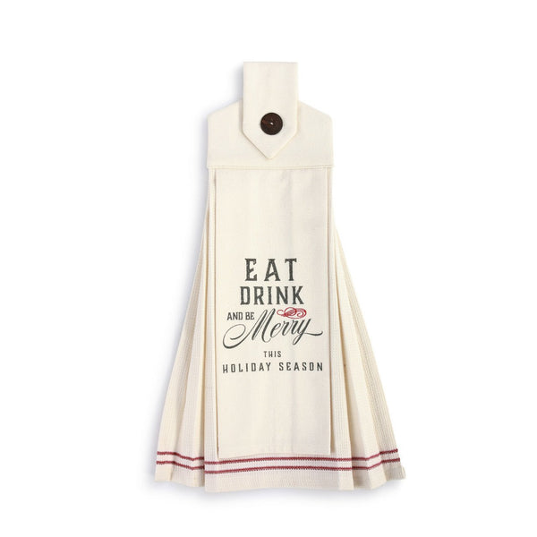 Be Merry Holiday Button Loop Tea Towel
