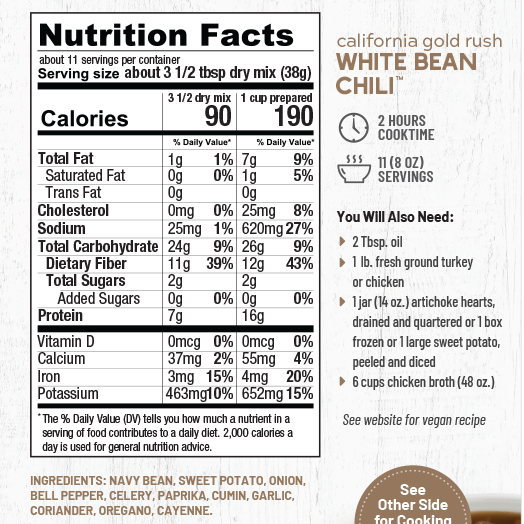 California Gold Rush White Bean Chili Mix