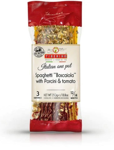 Spaghetti Boscaiola with Porcini and Tomato